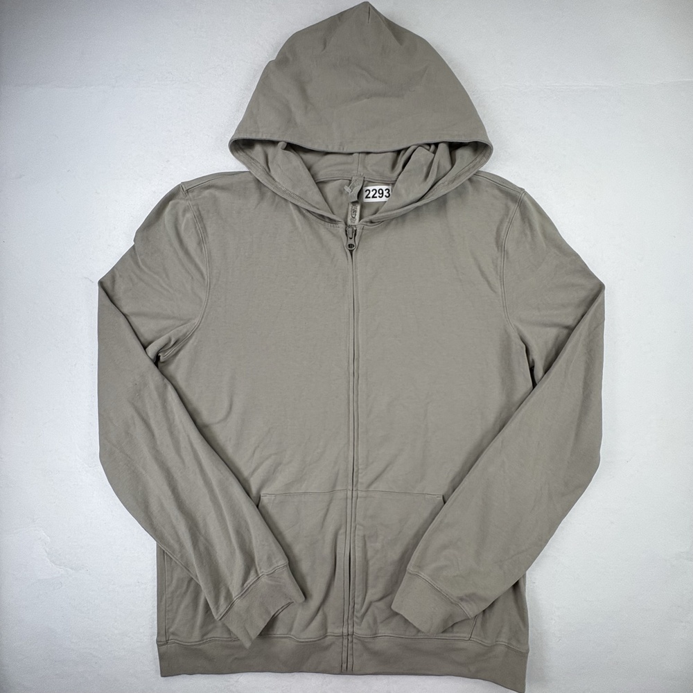 SKIMS Jersey Lounge Zip Up Hoodie Mens Small Shale Beige Stretch Full Zip